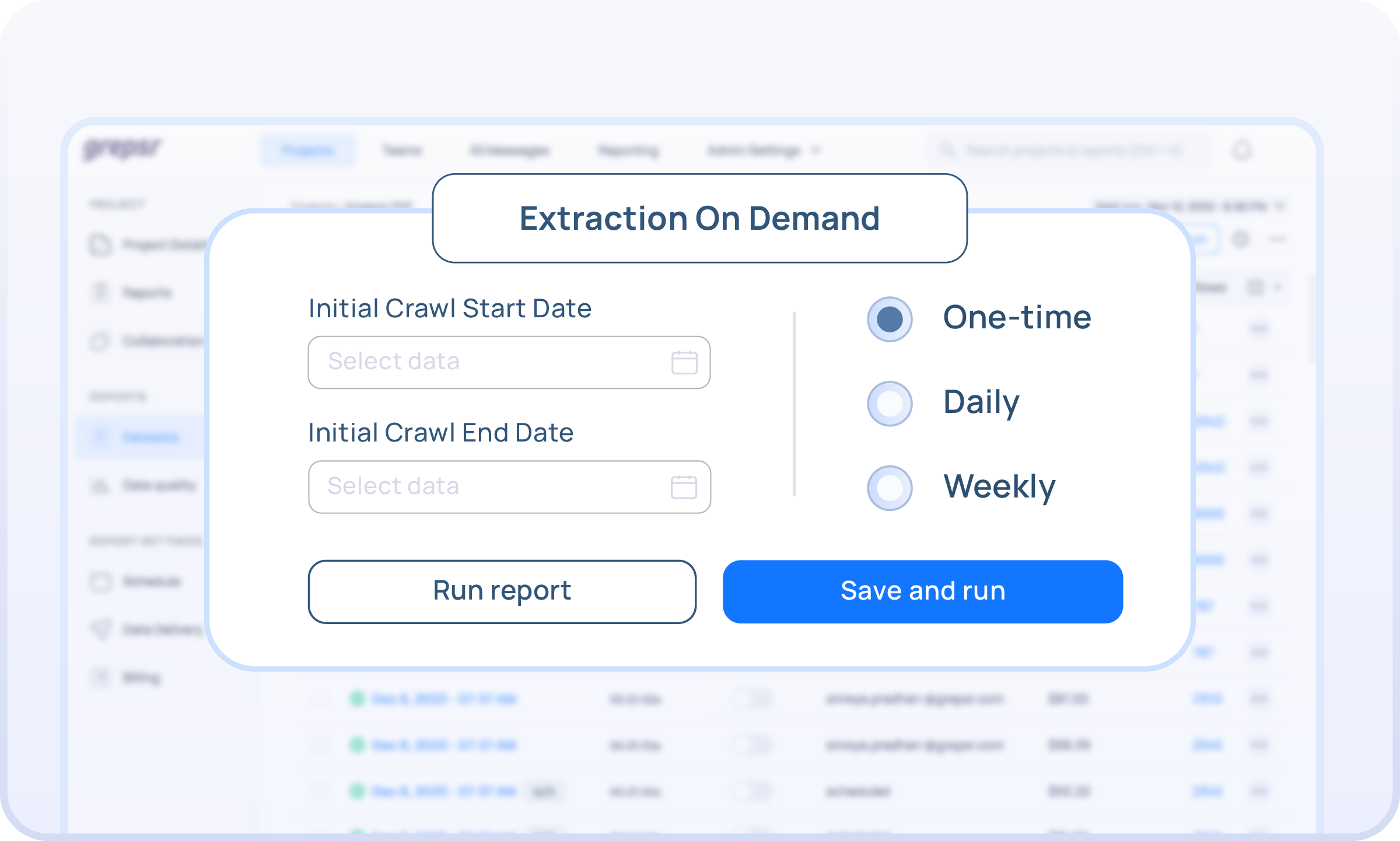 custom frequency for web scraping